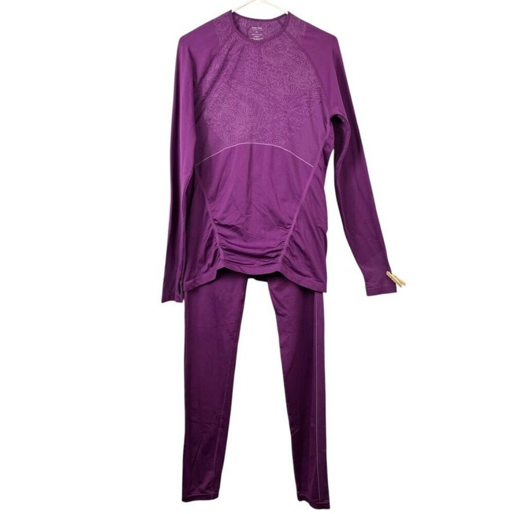 Title Nine Seamless Base Layer 2 Piece Set Womens XL‎ Athletic Nylon Ruched Gym
